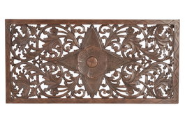 GINER Y COLOMER Cabecero de MDF Tallado a Mano Madera de Mango 166 cm de Ancho en Color Nuez / Nogal